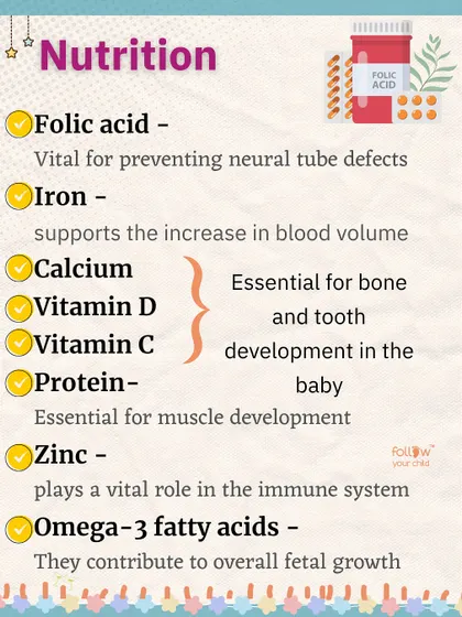 A breakdown of the key nutrients I focused on during my first trimester, including protein for muscle development and omega-3s for fetal growth.