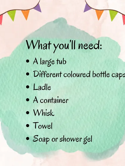 Make some "Bubble Soup"! This fun water play activity helps develop a child's pincer grip and problem-solving skills as they search for bottle caps in the bubbles.