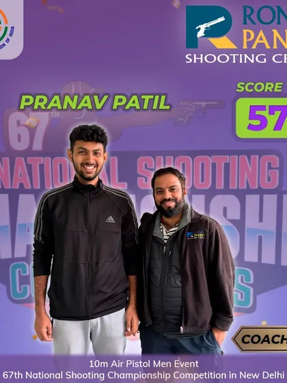 A remarkable comeback for Pranav Patil at the 67th National Shooting Championship. His score of 576 in the 10m Air Pistol event shows incredible resilience, supported by the unwavering guidance of our coaching team.