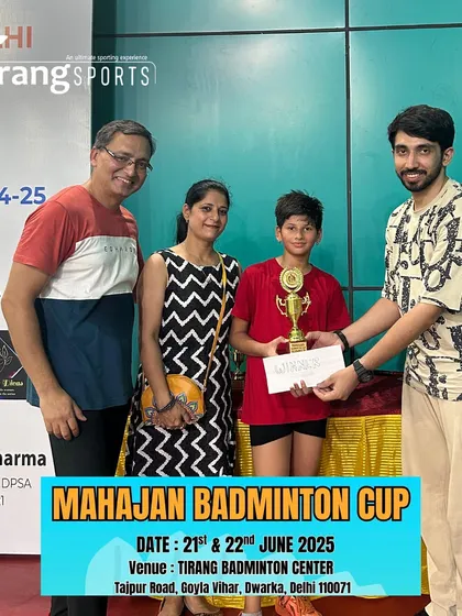 A proud moment for a young player and his family at the Mahajan Badminton Cup. We believe parental support is a crucial part of an athlete's journey to success.
