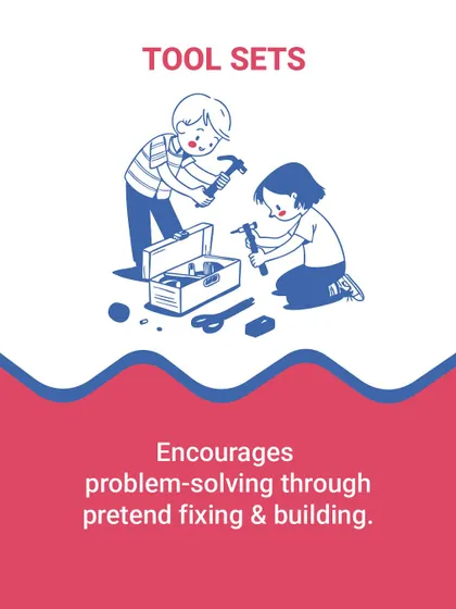 Build, fix, and imagine! Tool sets inspire creativity, problem-solving, and a hands-on understanding of how things work, making them a great toy for little engineers.