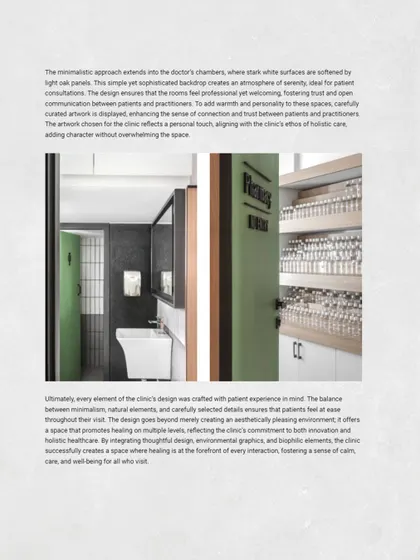 The article highlights how our minimalist approach extends into the doctor's chambers, creating an atmosphere of serenity ideal for patient consultations.