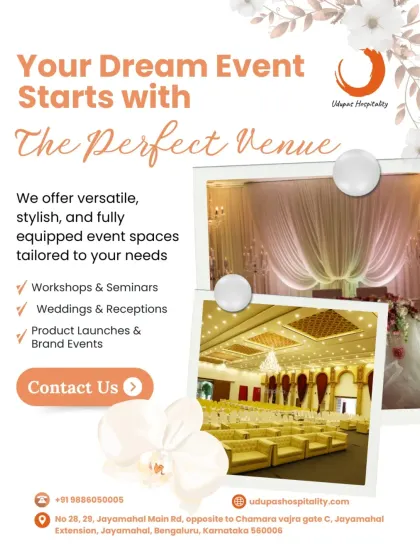 Your dream event starts with the perfect venue. This promotional piece showcases our versatile and fully equipped event spaces, tailored for workshops, weddings, and product launches.