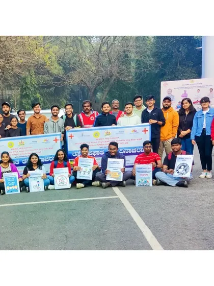 The full group of volunteers at the traffic safety awareness rally. It's great to see so many young people come together for a cause.