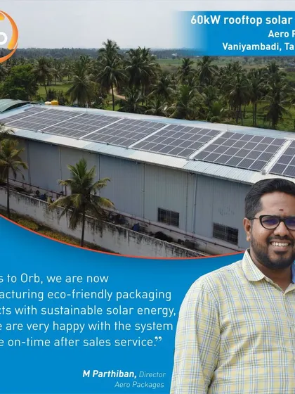 Aero Packages, a corrugated packaging manufacturer, installed a 60-kilowatt system after seeing the quality of our work at a neighboring company. They now save INR 7 lakhs annually.