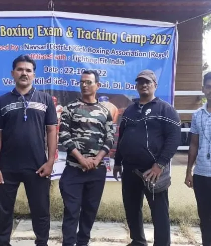 The instructors and organizers of the kickboxing exam camp in Dang.