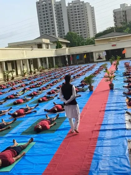 A large-scale yoga session for Force One officers in Mumbai. The discipline and focus of these officers is inspiring, and it is my privilege to provide them with yogic tools to further enhance their capabilities.