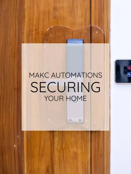 This graphic highlights the key components of our security solutions, including door sensors, CCTV, smart locks, and curtain sensors for comprehensive protection.