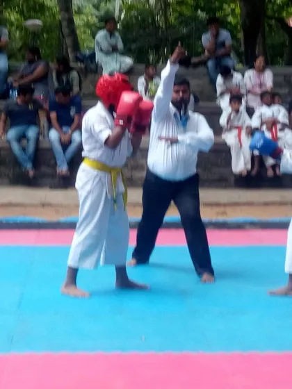 Action from a local Kyokushin tournament. I often serve as a referee, ensuring fights are conducted with respect and adherence to the rules of full-contact karate.