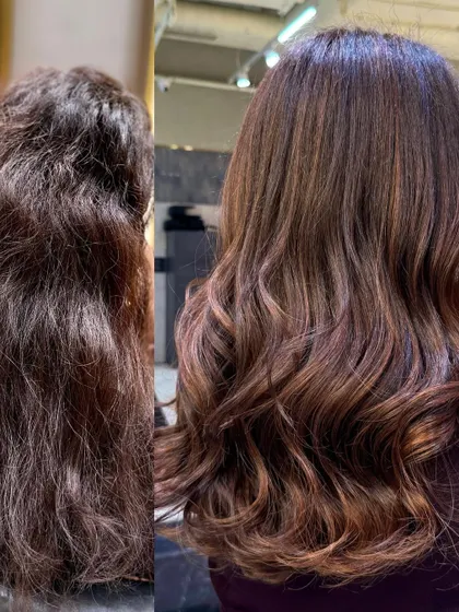 Crafting the perfect chocolate brunette is all about depth and shine. Here, I corrected uneven color to create this rich, multi-tonal look using a specific Redken Shades EQ formula (30g of 6nch, 20g of 6RB, 20g of 6N) for that glossy, expensive brunette finish.