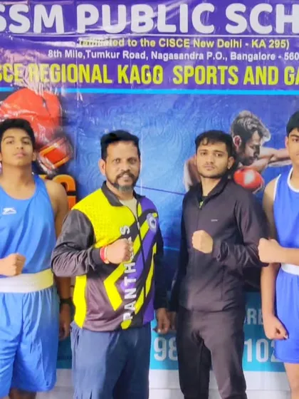 My team of young boxers after a successful run at the CISCE Regional Level Boxing Championship. Four of my students bagged Silver Medals in their respective weight categories.