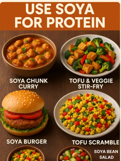 Here are some practical examples of soya-based meals. From soya chunk curry and tofu stir-fry to a soya burger and tofu scramble, there are many ways to enjoy this versatile protein source.