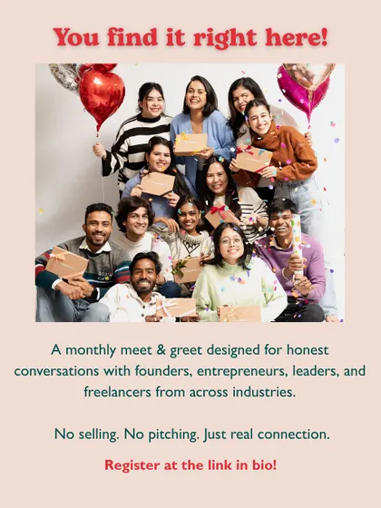 And here's the solution. A snapshot of our community, inviting others to join our monthly meet and greet for honest conversations and real connections.