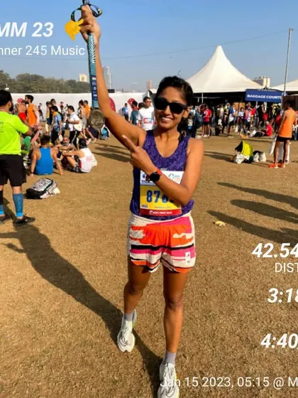 My personal best at the Tata Mumbai Marathon, finishing in 3:18:39 and qualifying for Boston again. This is what happens when you are fearless like a lion.
