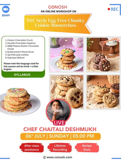 Master the art of the perfect NYC-style chunky cookie with my egg-free masterclass. I'll guide you through creating a variety of flavors, from classic chocolate chunk to butterscotch pecan burst, ensuring you get that gooey center and crisp edge every time.