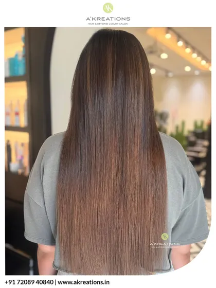 The same gorgeous brown color, showcasing the sleek finish and subtle highlights that give the hair a healthy, polished shine.