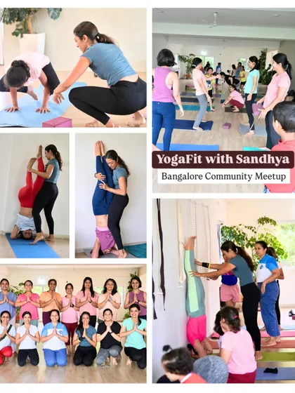 A collage from my Bangalore community meetup. We worked on overcoming the fear of inversions, and every single person unlocked their first headstand that day. It was a powerful reminder of what we can achieve with the right guidance and community support.
