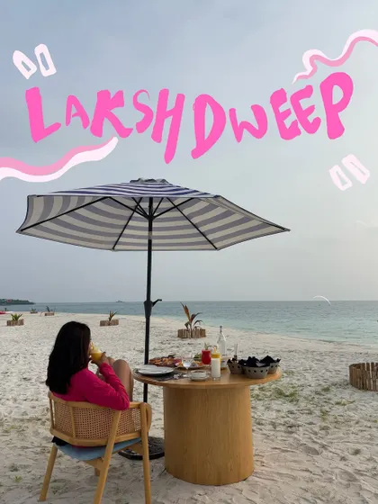 Drifting far into Lakshadweep. I use bold, colorful text and simple line art to make your beach photos look like a page from a travel magazine.