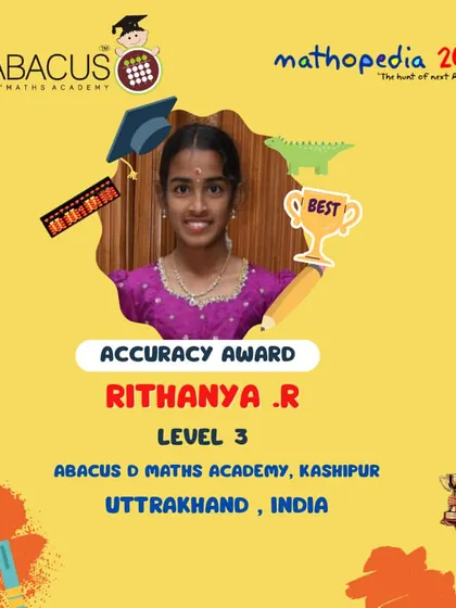 Rithanya R from Kashipur, Uttrakhand, recognized for her accuracy.