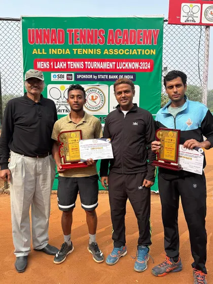Nithilan with his trophy and certificate after winning the AITA Men's 1 Lakh singles title. These victories are crucial for building a player's professional career.