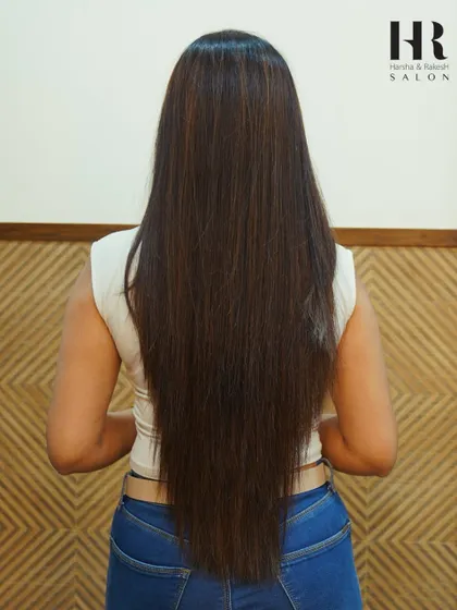 A beautiful example of a Hair Botox result on very long hair, leaving it sleek, smooth, and manageable.