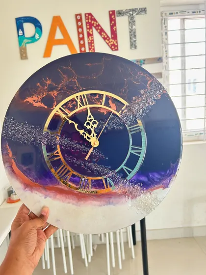 A repeat of the beautiful galaxy-themed resin clock.