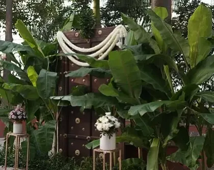 Another view of the traditional door backdrop, showcasing the authentic and rustic charm perfect for a heritage-themed event.
