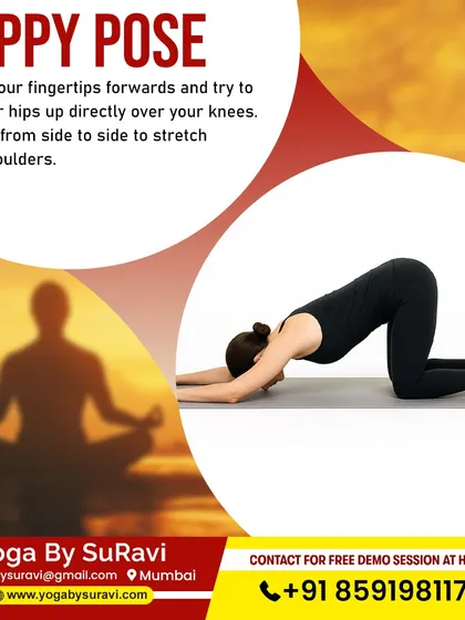 Puppy Pose is a wonderful stretch for the shoulders and upper back, helping to relieve tightness and improve flexibility.