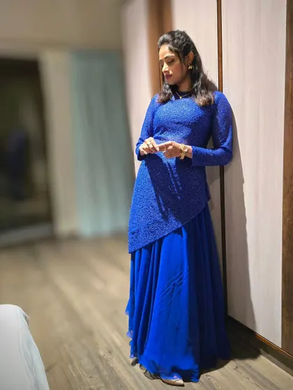 Another shot of the beautiful royal blue birthday gown.