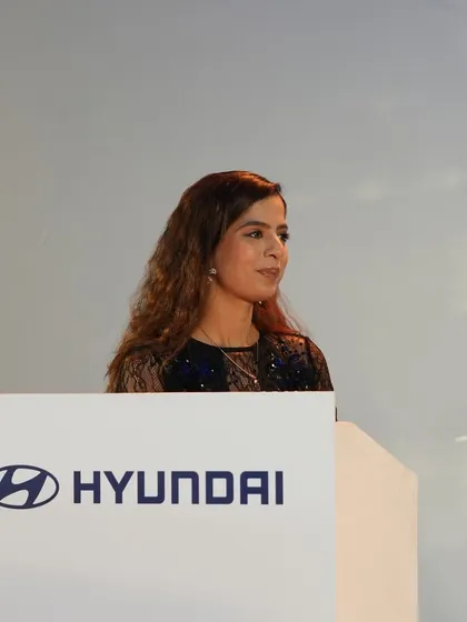 At the lectern for a Hyundai corporate event. My focus here was on delivering a professional and seamless awards ceremony for their top customer care managers.