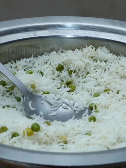 Simple and elegant peas pulao, a light rice dish that pairs well with any of our curries.