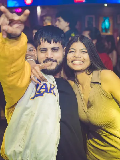 Friends posing and having fun.