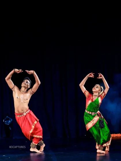 A beautiful symmetrical pose from 'SUTÃ'. Our mirrored movements symbolize the deep connection and shared spirit between the two characters.