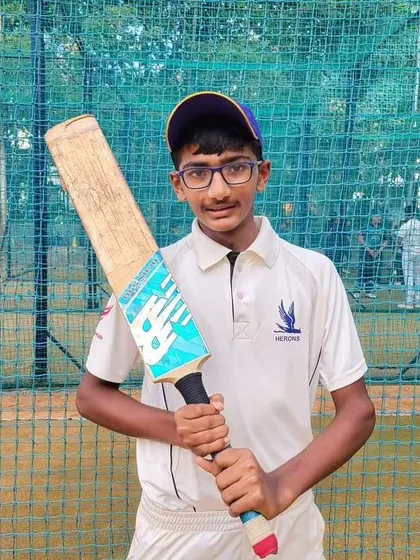 Portrait of Sanjith Sathish, another one of our students selected for the KSCA U-14 Inter-Zonals.