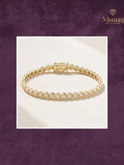 A classic tennis bracelet is a symbol of timeless style. This piece, with its hexagonal diamond settings, adds a modern twist to a beloved design.