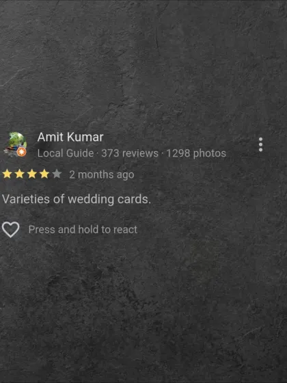 Sometimes, the simplest feedback says it all. I take pride in offering a wide variety of wedding card designs to ensure that every couple can find something that perfectly suits their taste and wedding theme.
