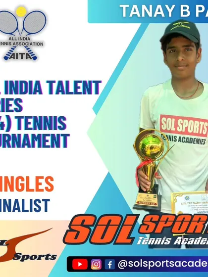 Congratulations to our trainee Tanay B Pai for achieving the finalist position in the Boys' Singles at the AITA Nationals Talent Series Tennis Tournament.
