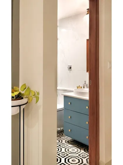 After shot of the guest bathroom transformation in the JWD Marq Home.