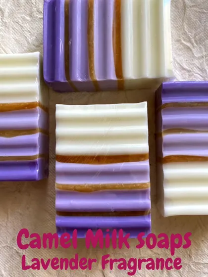 This version of my Lavender soap includes a golden mica line for a touch of sparkle. It’s the same calming fragrance and gentle formula, just with a little extra flair.