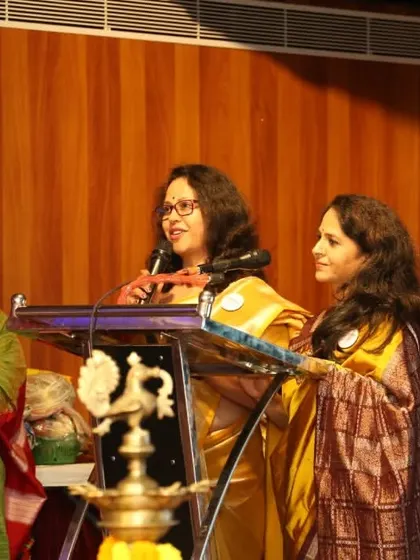 Our event hosts sharing their thoughts during the 12th-anniversary celebration. The active participation of our students in all aspects of our events is what makes our community so strong.