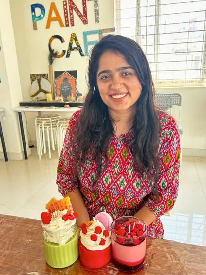 This guest made a lovely set of three dessert candles, including a strawberry cupcake and a raspberry parfait.