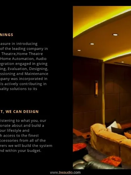 As a leading company in home theater design since 2009, we pride ourselves on delivering total quality solutions. We listen to your vision and use our expertise and access to the finest equipment to build the system of your dreams.