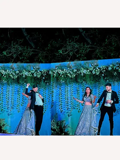 Another shot of the Sangeet dance performance, showing the scale and excitement of the event.