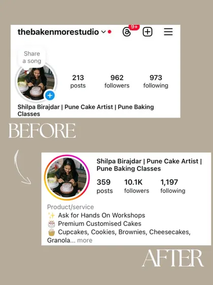 The proof is in the numbers! ✨ This is a real before and after from @thebakenmorestudio, who went from under 1,000 followers to over 10K in just six months with us. We help you optimize your profile and content to attract the right audience and achieve incredible organic Instagram growth.