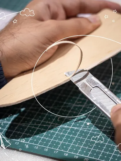 Every cut and curve matters when you're building something to defy gravity. This close-up shows the careful crafting of a glider's wing, a crucial step in our hands-on aeromodelling experience where you learn the art and science of flight.