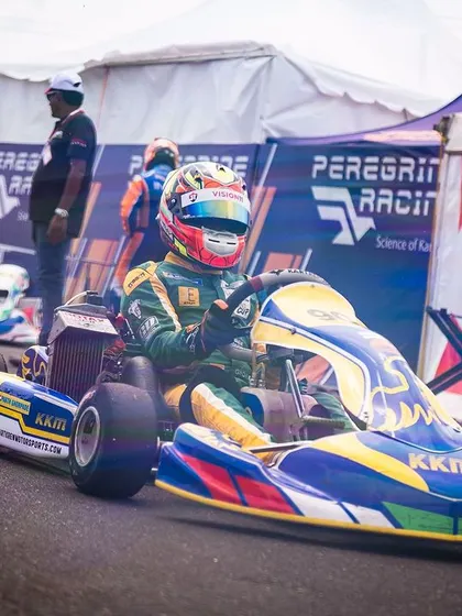 Our driver in the number 90 kart, ready on the grid before the race.