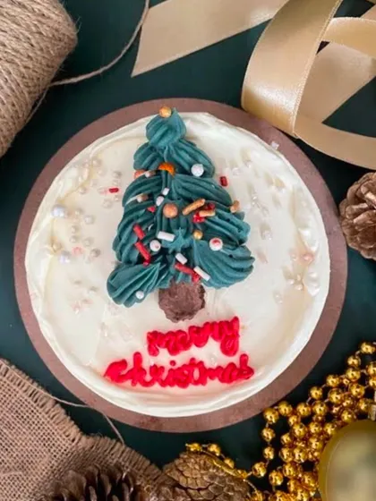 Getting into the holiday spirit with these Christmas-themed bento cakes. This collection features a piped Christmas tree, a cute reindeer face, and a festive wreath design, perfect for spreading holiday cheer.