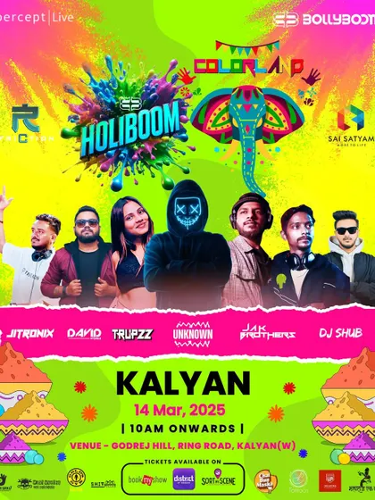 The poster for Holiboom "Colorland" in Kalyan. The branding reflects the vibrant, high-energy atmosphere we create.