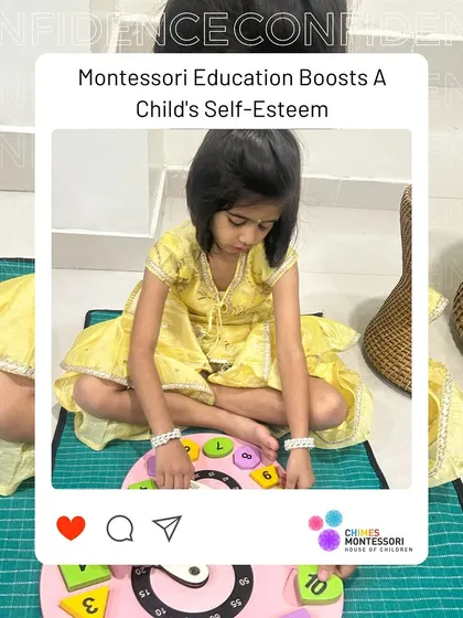 Montessori education boosts a child's self-esteem by empowering them to be independent learners and trusting in their abilities.