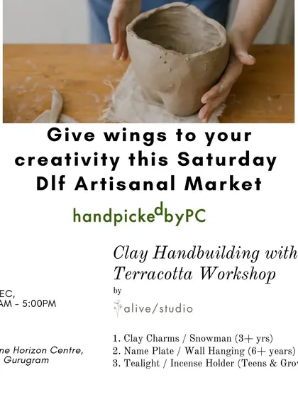 We also take our workshops on the road. This flyer is for a clay hand-building session we hosted at the DLF Artisanal Market.